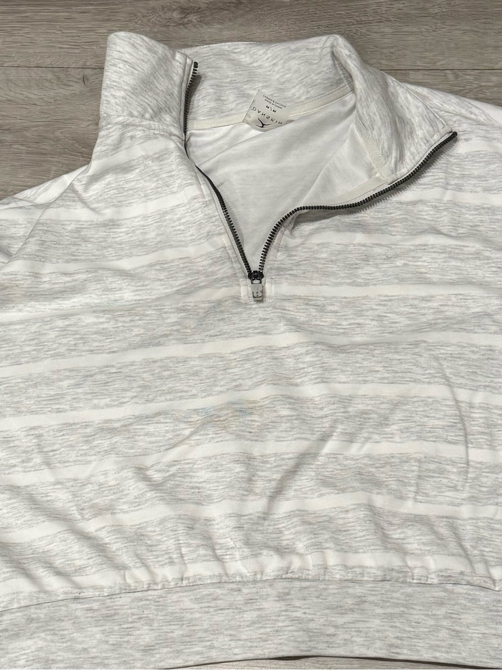 womens Light Gray Striped Quarter-Zip Sweater